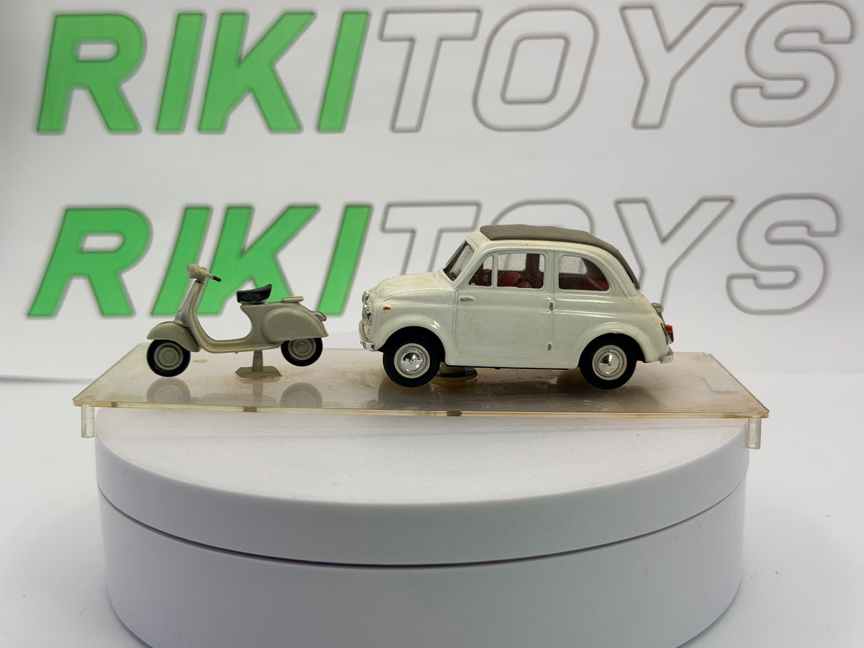 Fiat 500 N + Vespa Vitesse 1/43 Bianco 1957