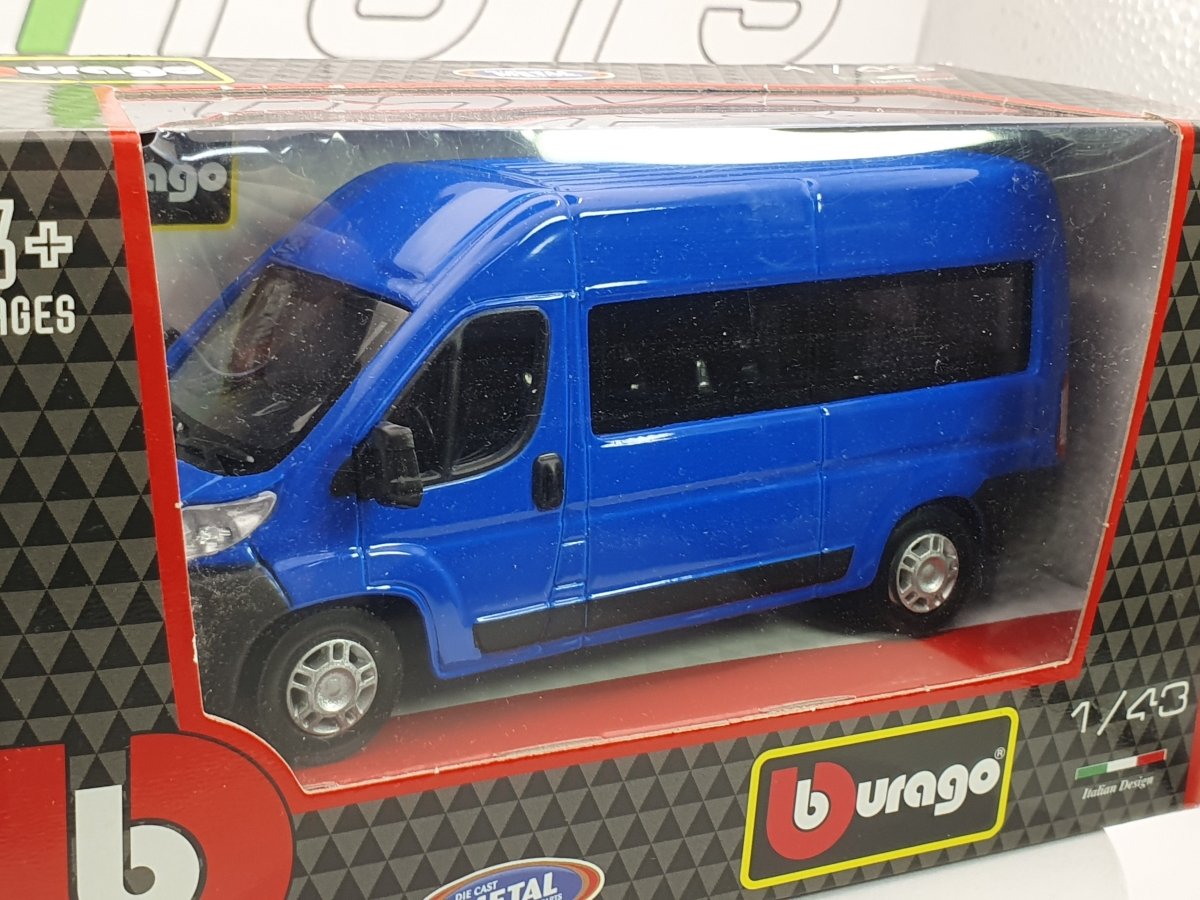 Fiat Ducato Minibus Burago 1/43 Blu - RikiToys - Burago