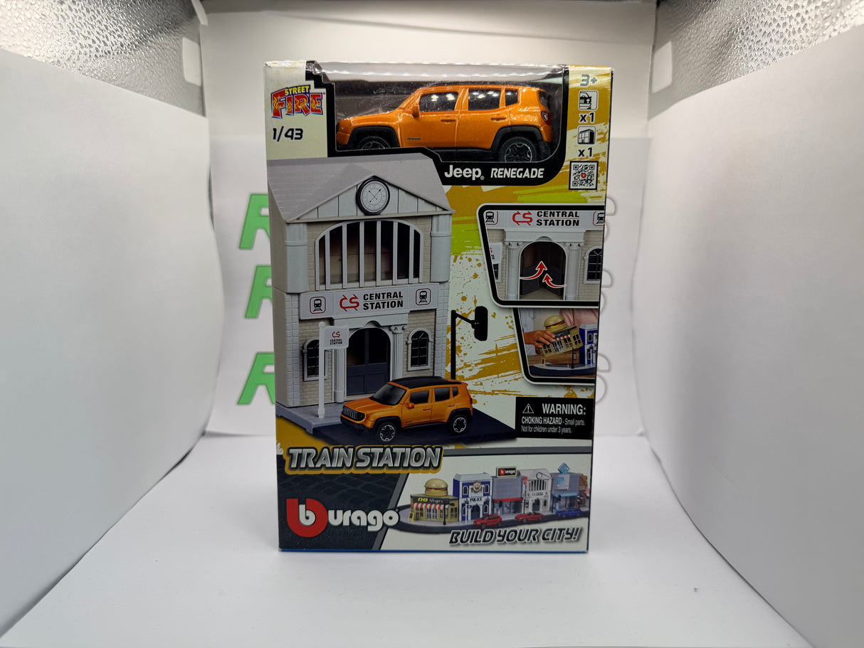 SET Jeep Renegade Burago  build your city 1/43 Arancione