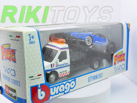 Carro attrezzi+Bugatti Veyron Burago 1/43 Bianco - RikiToys - Burago#